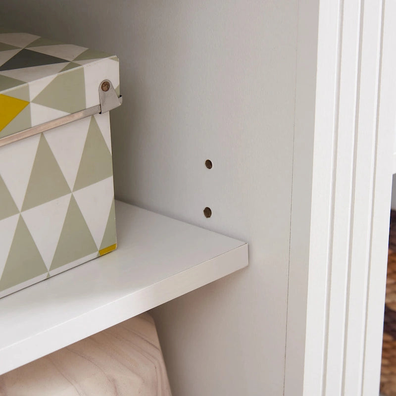 Meuble TV blanc avec armoire et étagères réglables pour téléviseurs jusqu'à 65 pouces