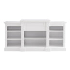 Meuble TV blanc avec armoire et étagères réglables pour téléviseurs jusqu'à 65 pouces