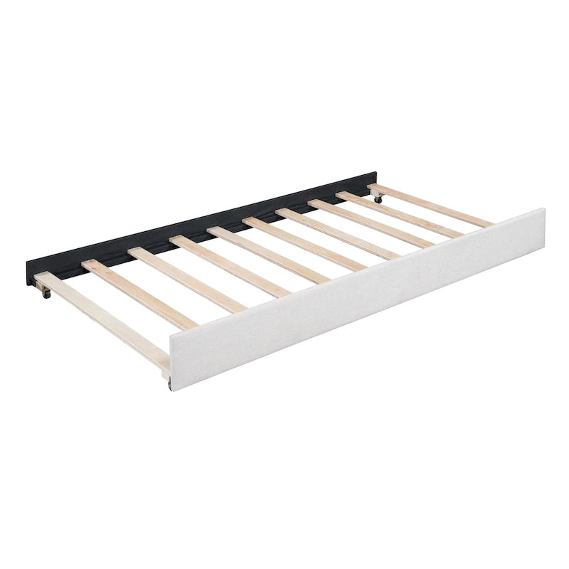 Lit de repos double en lin avec lit gigogne et rangement