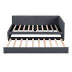 Lit de repos double en lin avec lit gigogne et rangement