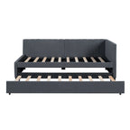 Lit de repos double en lin avec lit gigogne et rangement
