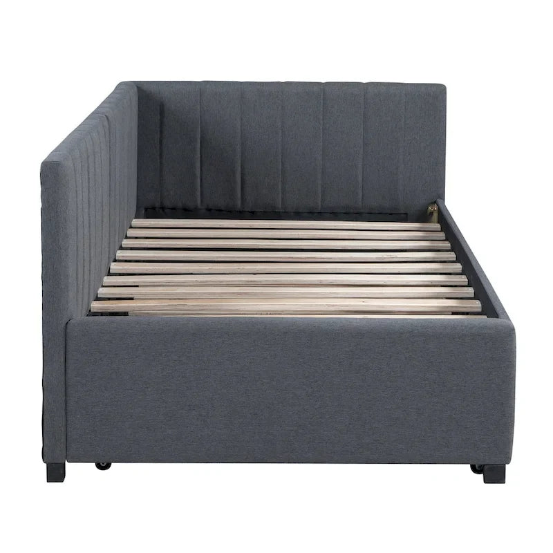 Lit de repos double en lin avec lit gigogne et rangement