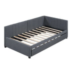Lit de repos double en lin avec lit gigogne et rangement