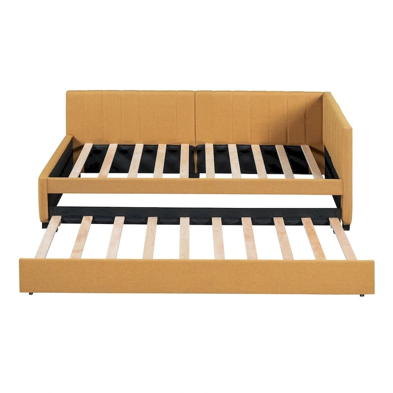 Lit de repos double en lin avec lit gigogne et rangement