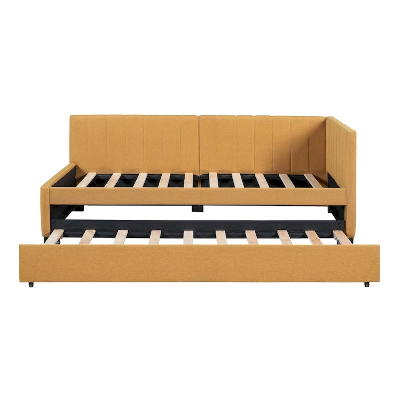 Lit de repos double en lin avec lit gigogne et rangement