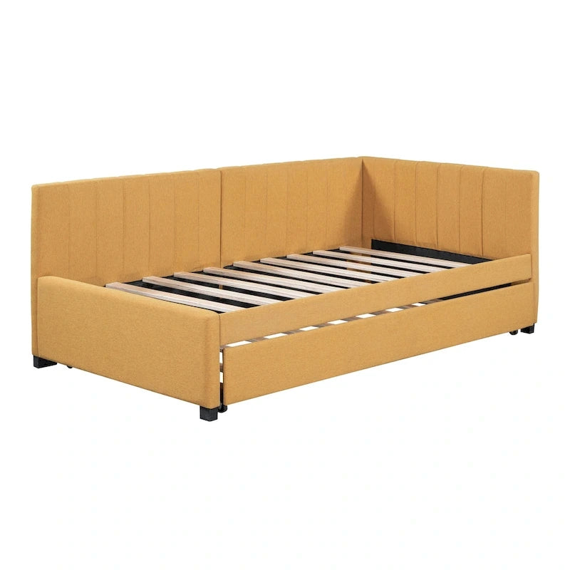 Lit de repos double en lin avec lit gigogne et rangement