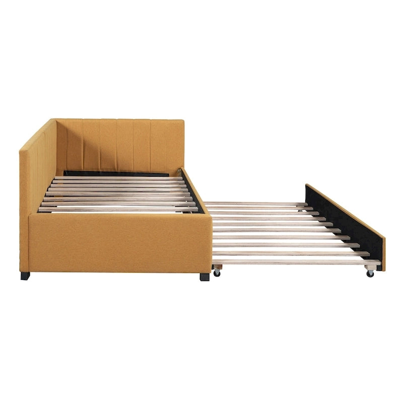 Lit de repos double en lin avec lit gigogne et rangement