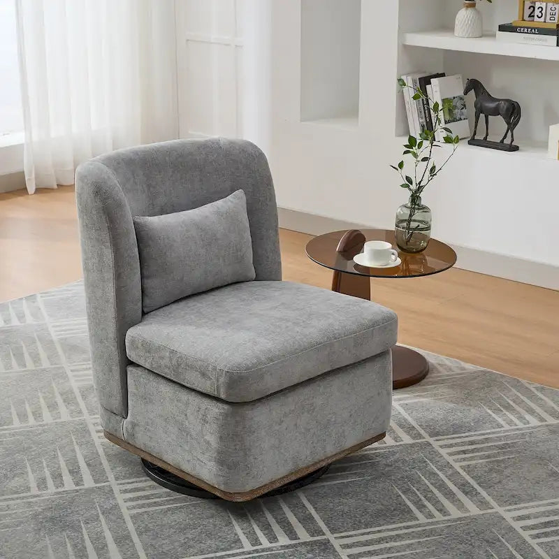 Fauteuil d'appoint pivotant rond en tissu chenille