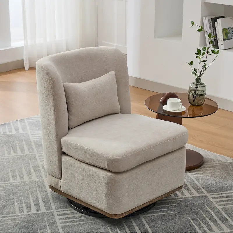 Fauteuil d'appoint pivotant rond en tissu chenille