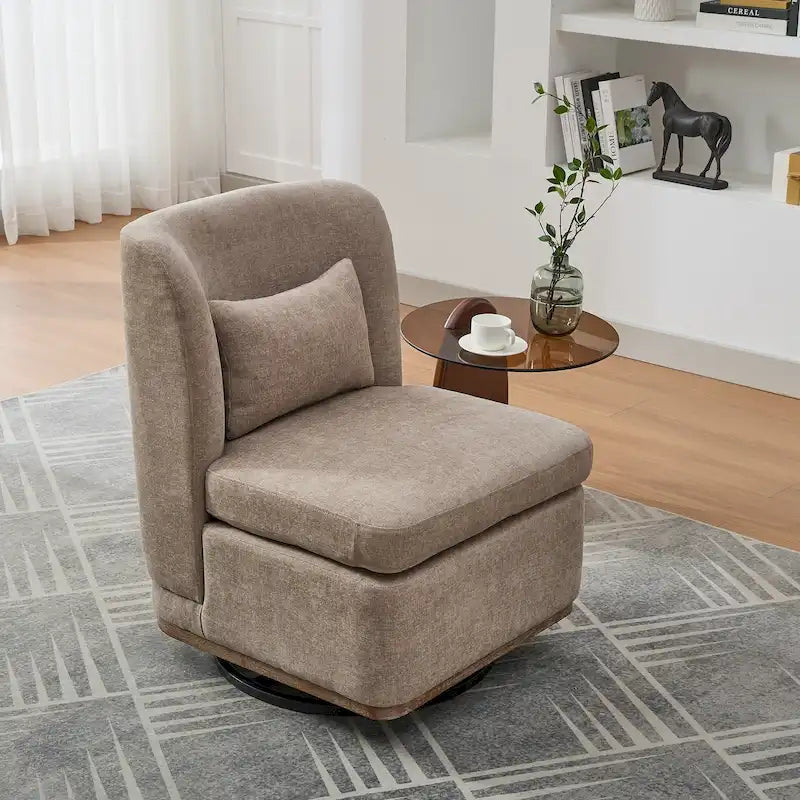 Fauteuil d'appoint pivotant rond en tissu chenille
