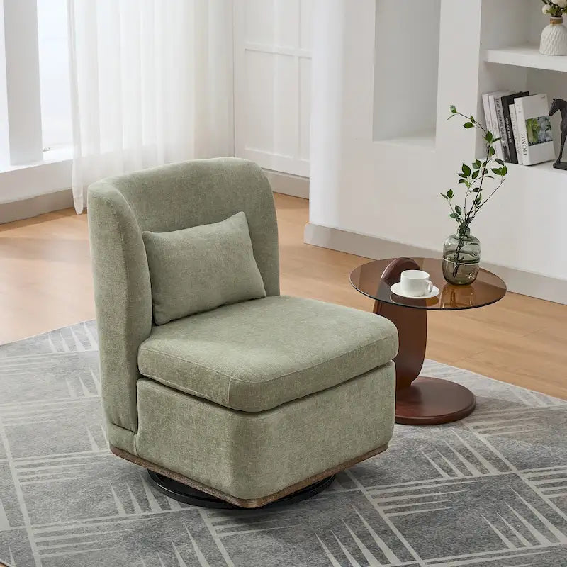 Fauteuil d'appoint pivotant rond en tissu chenille