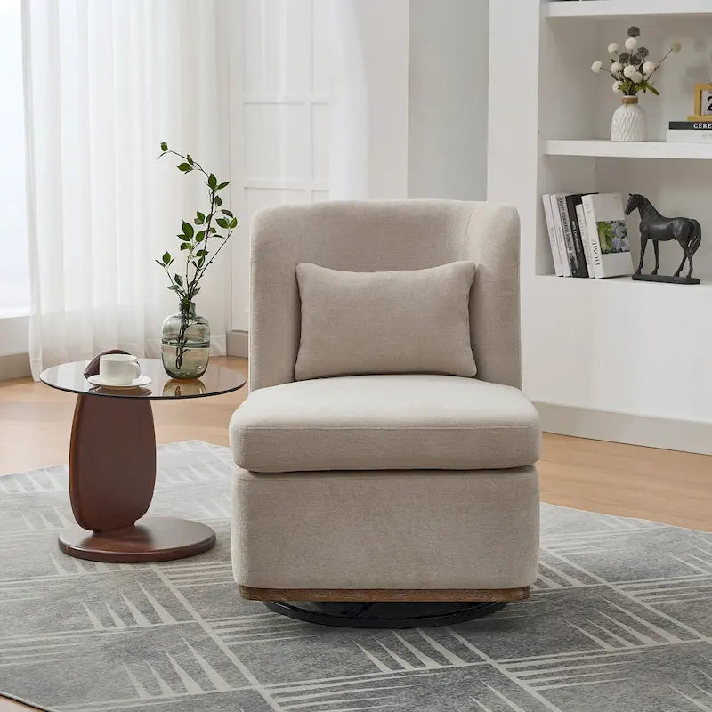 Fauteuil d'appoint pivotant rond en tissu chenille