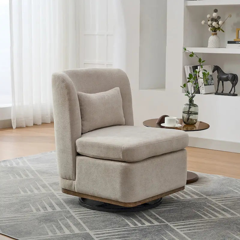 Fauteuil d'appoint pivotant rond en tissu chenille