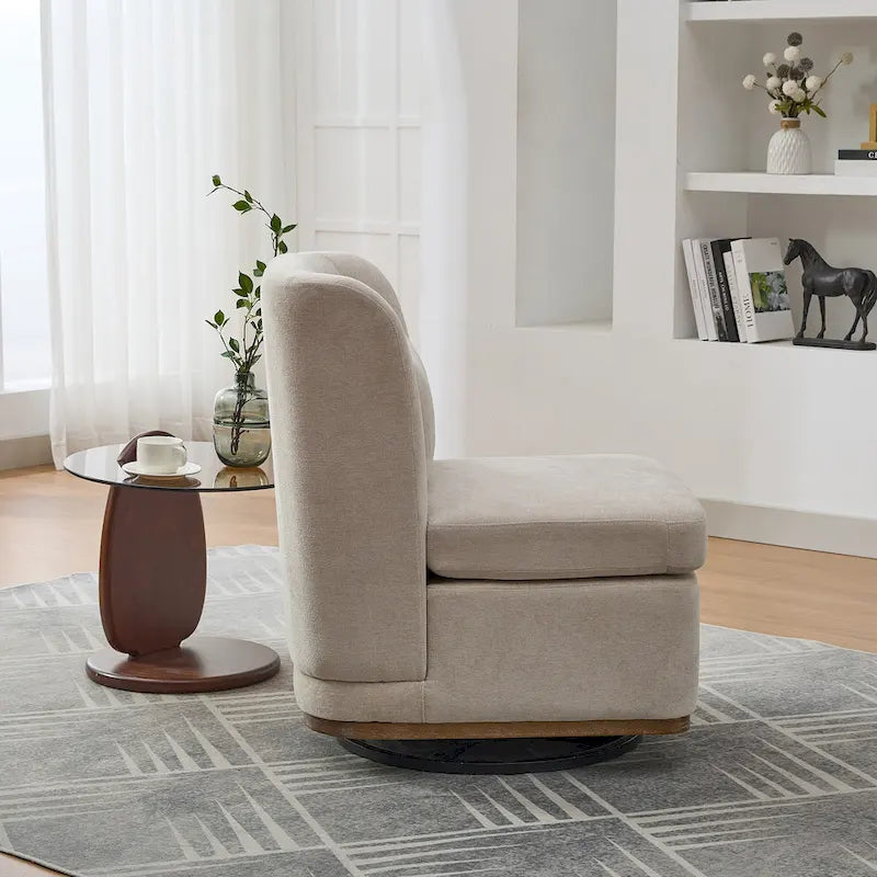 Fauteuil d'appoint pivotant rond en tissu chenille