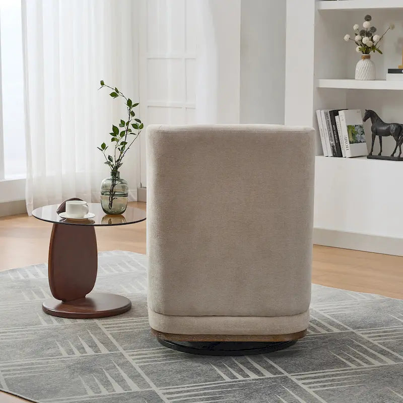 Fauteuil d'appoint pivotant rond en tissu chenille