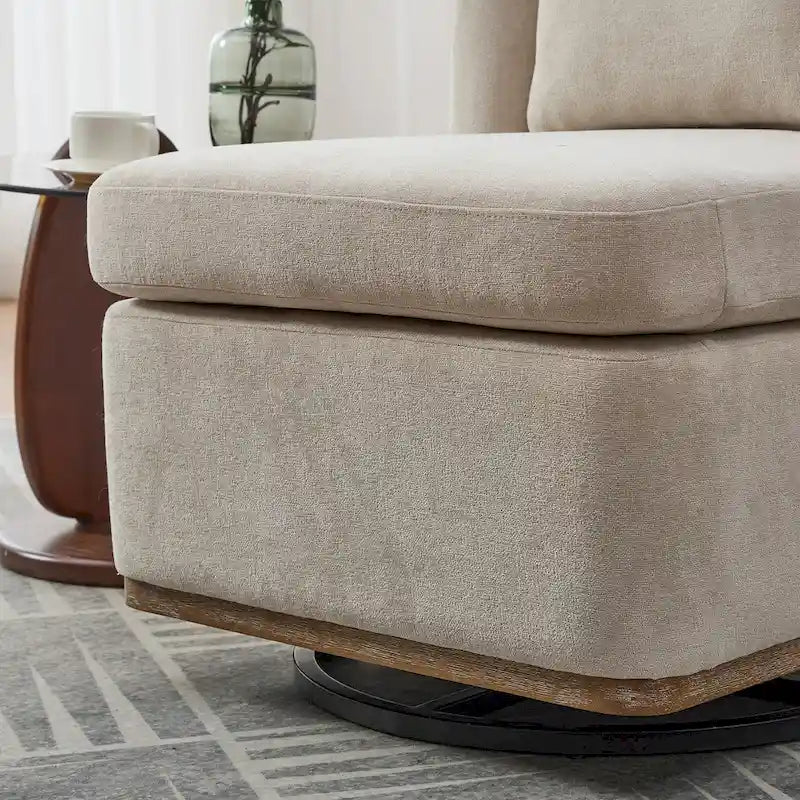 Fauteuil d'appoint pivotant rond en tissu chenille