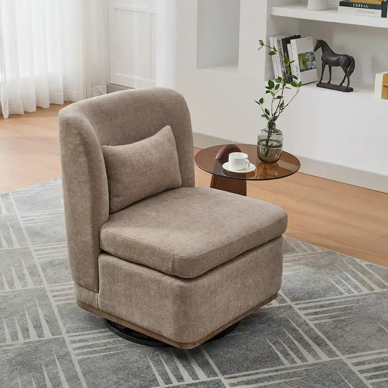 Fauteuil d'appoint pivotant rond en tissu chenille