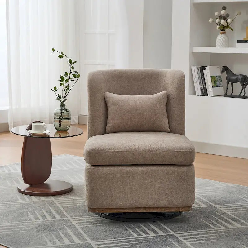 Fauteuil d'appoint pivotant rond en tissu chenille