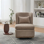 Fauteuil d'appoint pivotant rond en tissu chenille