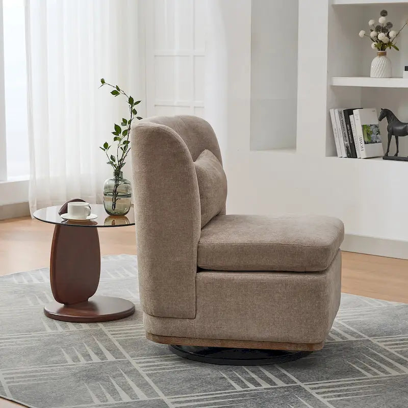Fauteuil d'appoint pivotant rond en tissu chenille