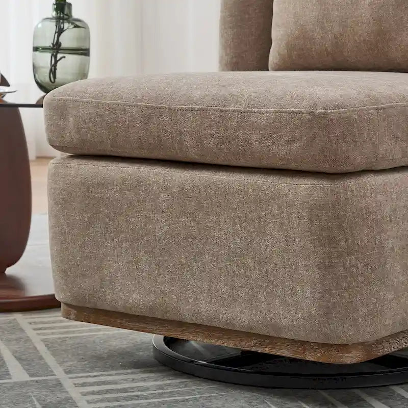 Fauteuil d'appoint pivotant rond en tissu chenille