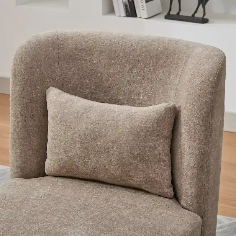 Fauteuil d'appoint pivotant rond en tissu chenille