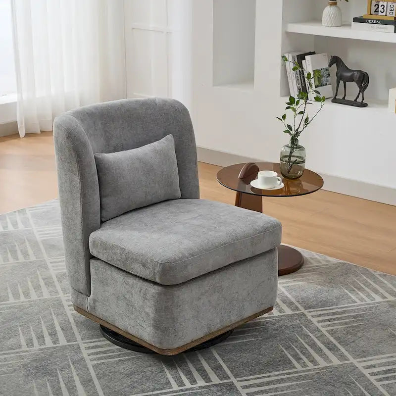 Fauteuil d'appoint pivotant rond en tissu chenille