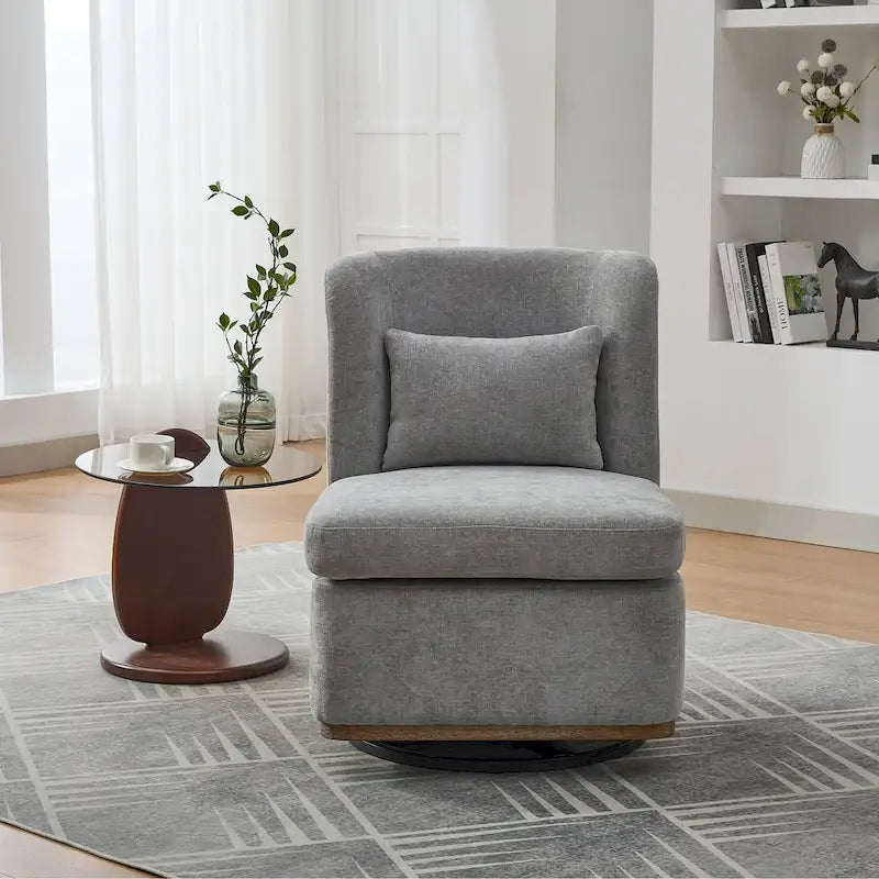 Fauteuil d'appoint pivotant rond en tissu chenille