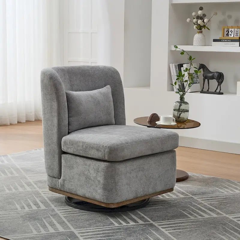 Fauteuil d'appoint pivotant rond en tissu chenille