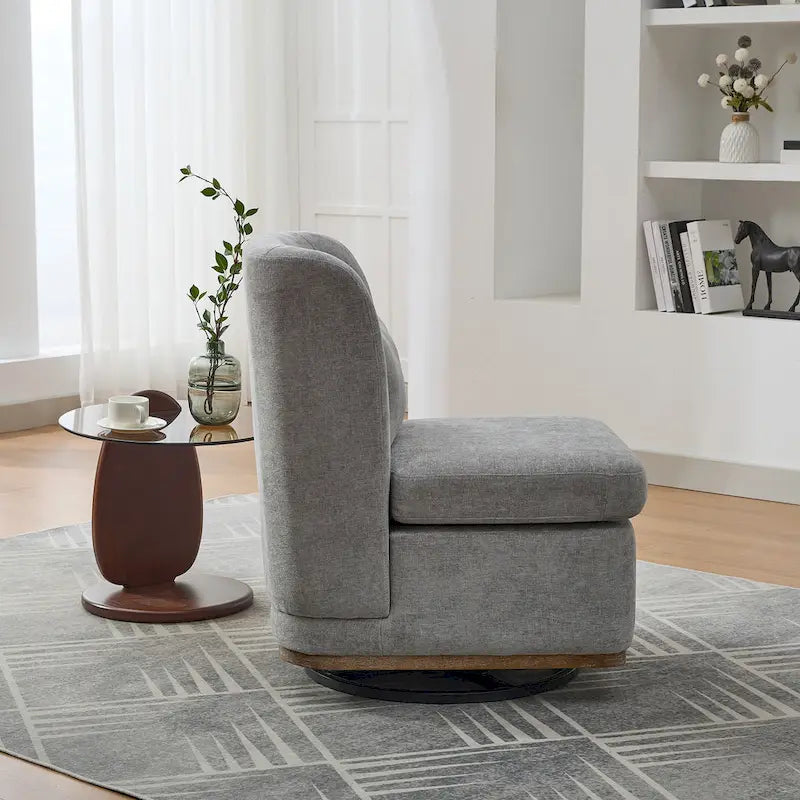 Fauteuil d'appoint pivotant rond en tissu chenille