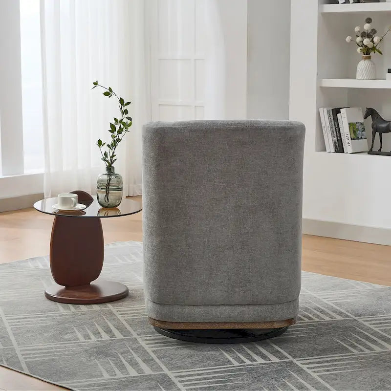 Fauteuil d'appoint pivotant rond en tissu chenille
