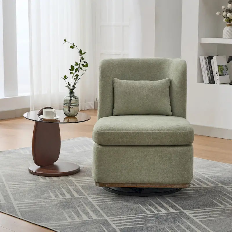 Fauteuil d'appoint pivotant rond en tissu chenille