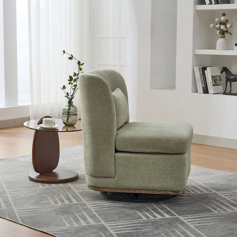 Fauteuil d'appoint pivotant rond en tissu chenille