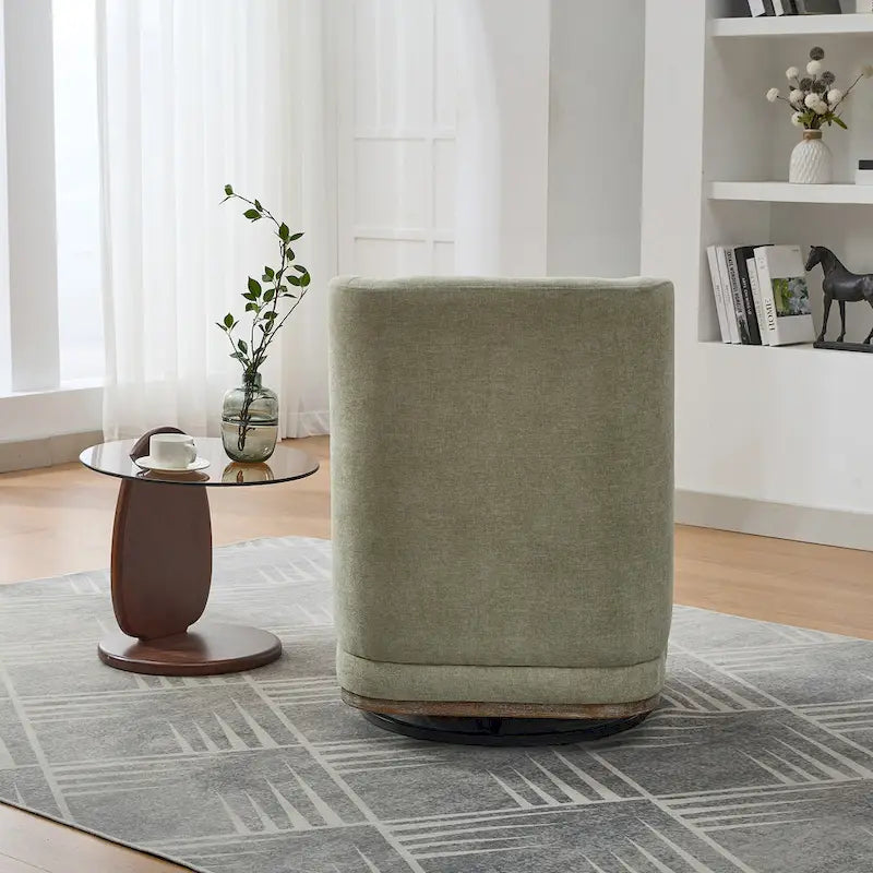Fauteuil d'appoint pivotant rond en tissu chenille
