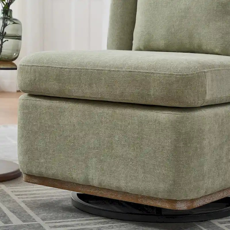 Fauteuil d'appoint pivotant rond en tissu chenille