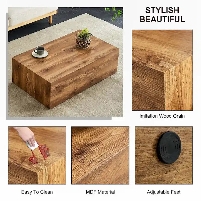 Table basse en MDF avec surface aspect marbre