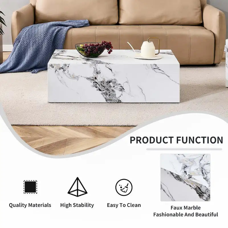 Table basse en MDF avec surface aspect marbre