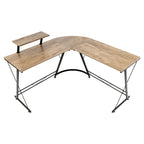 Bureau d'angle avec étagère surélevée