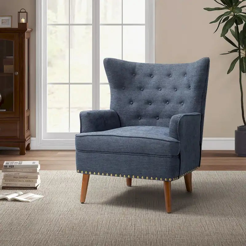Fauteuil d'appoint transitionnel avec garniture cloutée