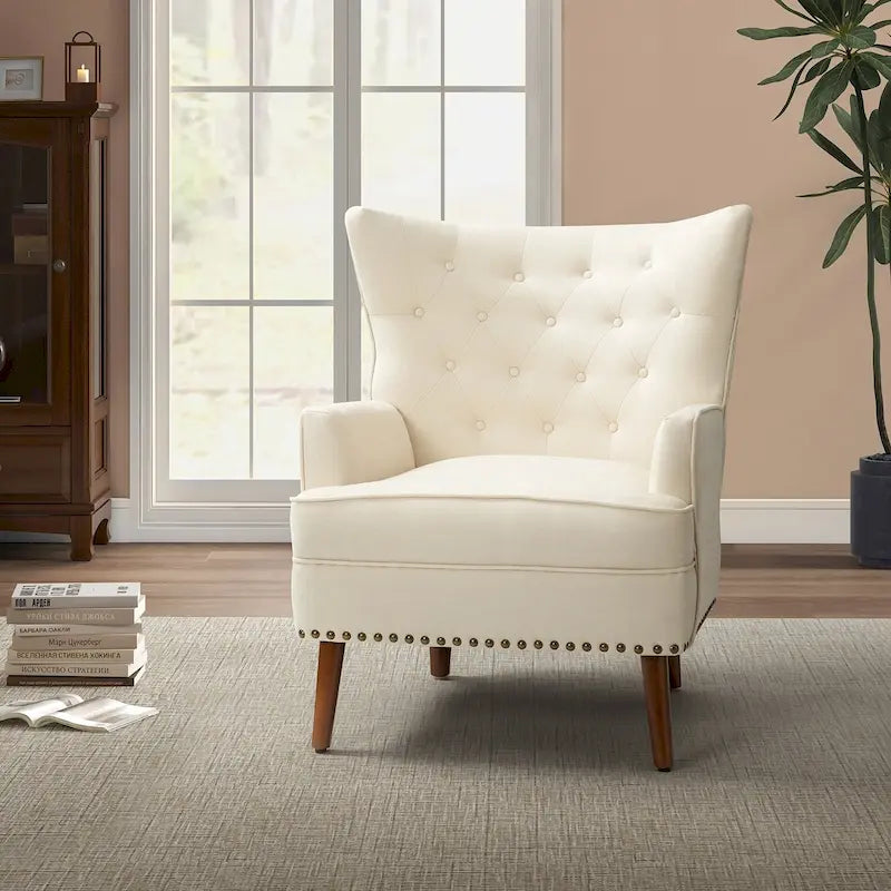 Fauteuil d'appoint transitionnel avec garniture cloutée