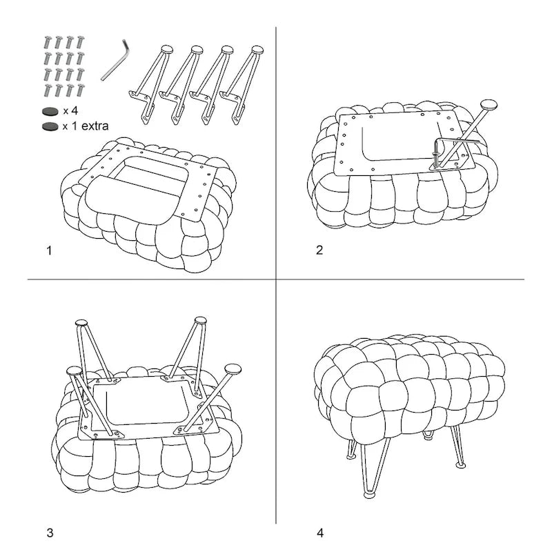Tête de lit capitonnée ailée avec détails touffetés