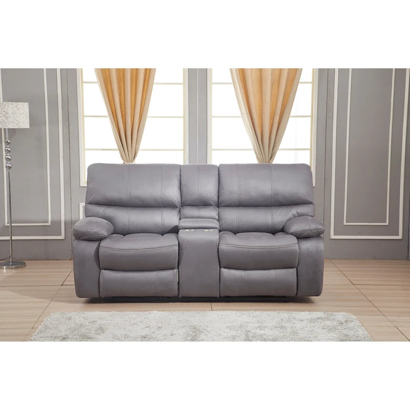 Causeuse inclinable manuelle 2 places en microfibre avec console
