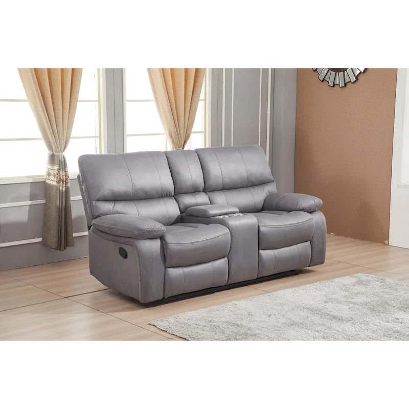 Causeuse inclinable manuelle 2 places en microfibre avec console