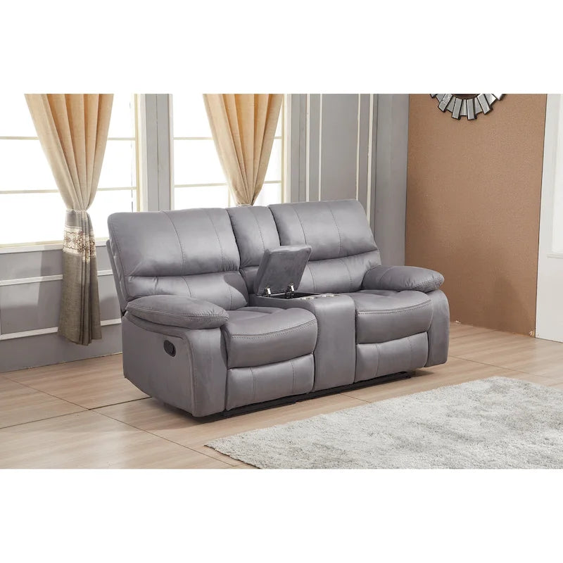 Causeuse inclinable manuelle 2 places en microfibre avec console