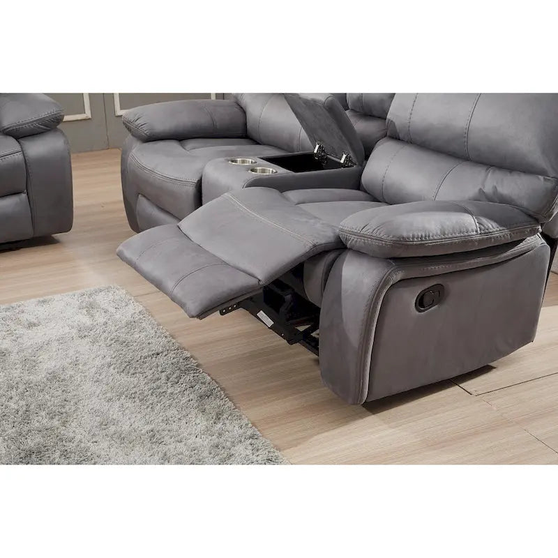 Causeuse inclinable manuelle 2 places en microfibre avec console