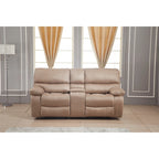 Causeuse inclinable manuelle 2 places en microfibre avec console