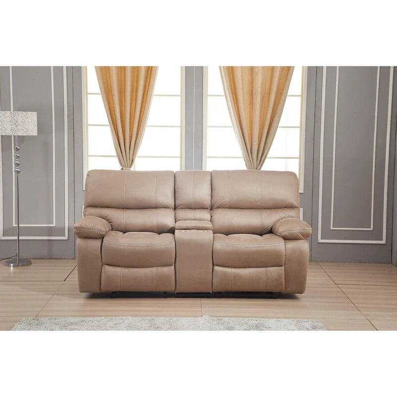Causeuse inclinable manuelle 2 places en microfibre avec console