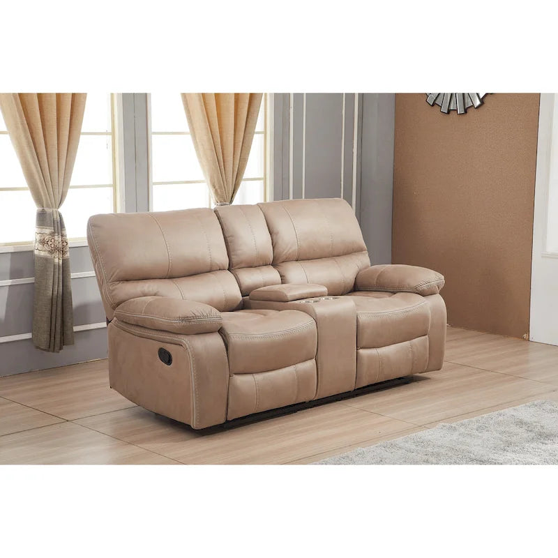 Causeuse inclinable manuelle 2 places en microfibre avec console