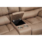 Causeuse inclinable manuelle 2 places en microfibre avec console
