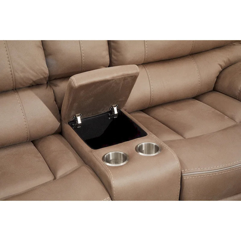 Causeuse inclinable manuelle 2 places en microfibre avec console